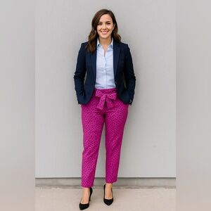 JULES & LEOPOLD | Anthropologie Pink Polka Dot Pants with Bow Trousers